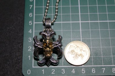 画像1: 銀聖銅幸髑髏十字架　コート・オブ・アームズ　スカルクロスペンダント・Coat of Arms Lucky omen Skull Cross Pendant（受注生産品・Built to Order Products）