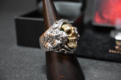 画像1: 銀生死髑髏輪　Dead or Alive Ring(K18)・デッドorアライブリング（受注生産品・Built-to-order products）