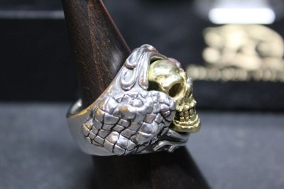画像1: 銀生死髑髏輪　Dead or Alive Ring(Brass)・デッドorアライブリング（受注生産品・Built-to-order products）