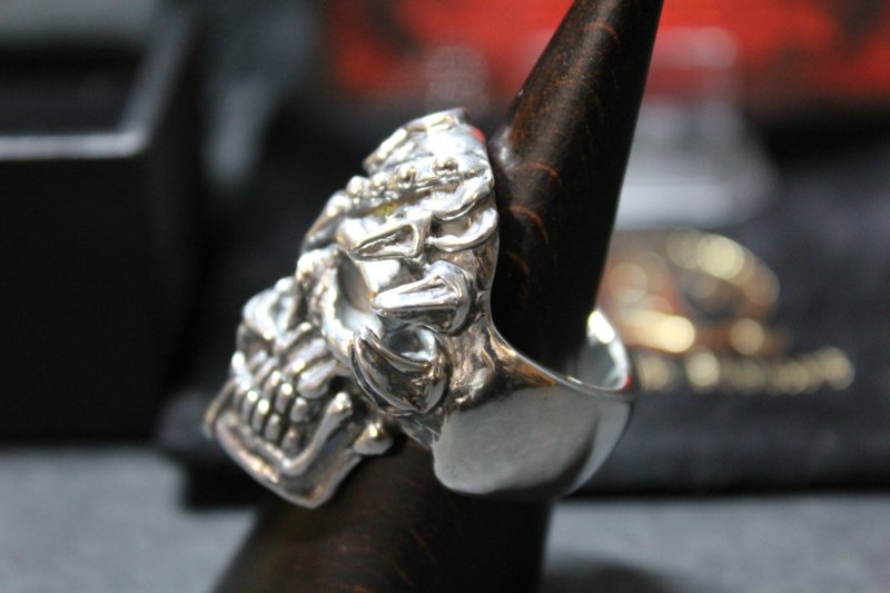 画像5: 銀勲刻牌髑髏輪　Jack of Clubs Lancelot Skull Ring （受注生産品・Built-to-order products） (5)
