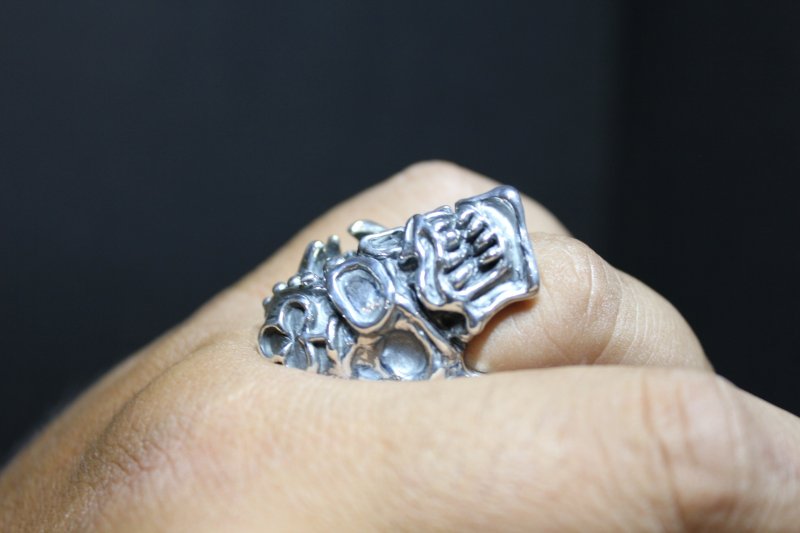 画像14: 銀勲刻牌髑髏輪　Jack of Clubs Lancelot Skull Ring （受注生産品・Built-to-order products） (14)