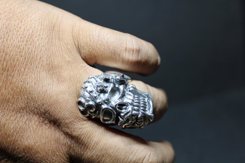 画像15: 銀勲刻牌髑髏輪　Jack of Clubs Lancelot Skull Ring （受注生産品・Built-to-order products） (15)