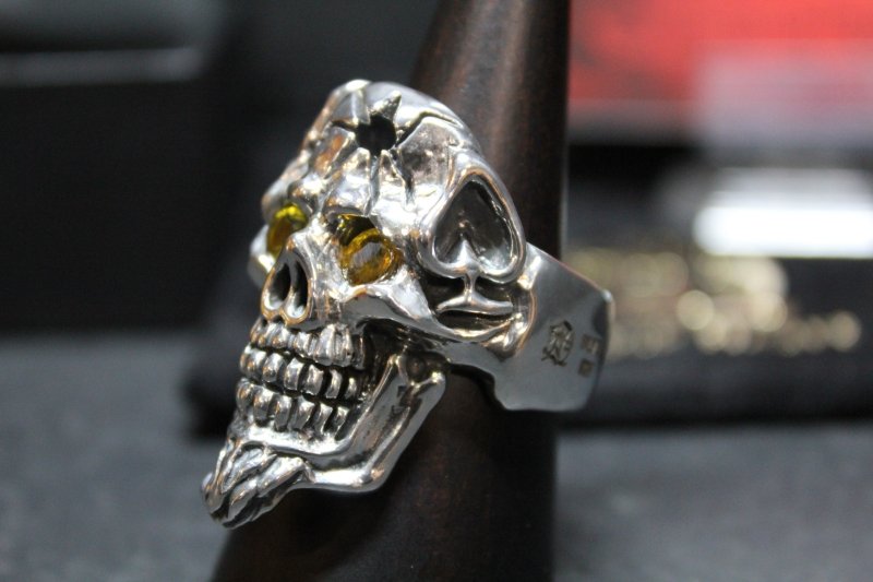 画像4: 銀命刻牌髑髏輪 Ace of Spades Rage Skull Ring ・with gemstone(受注生産品・Built-to-order products) (4)