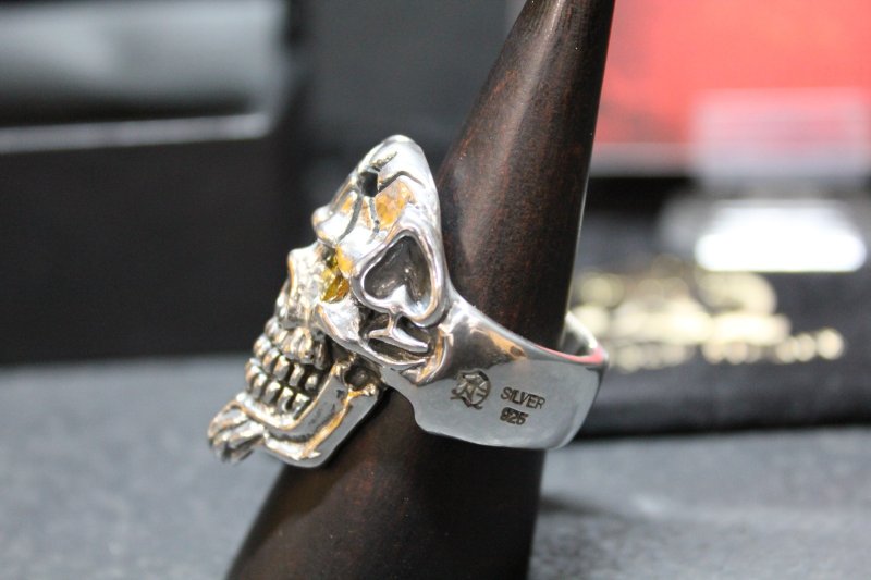 画像6: 銀命刻牌髑髏輪 Ace of Spades Rage Skull Ring ・with gemstone(受注生産品・Built-to-order products) (6)
