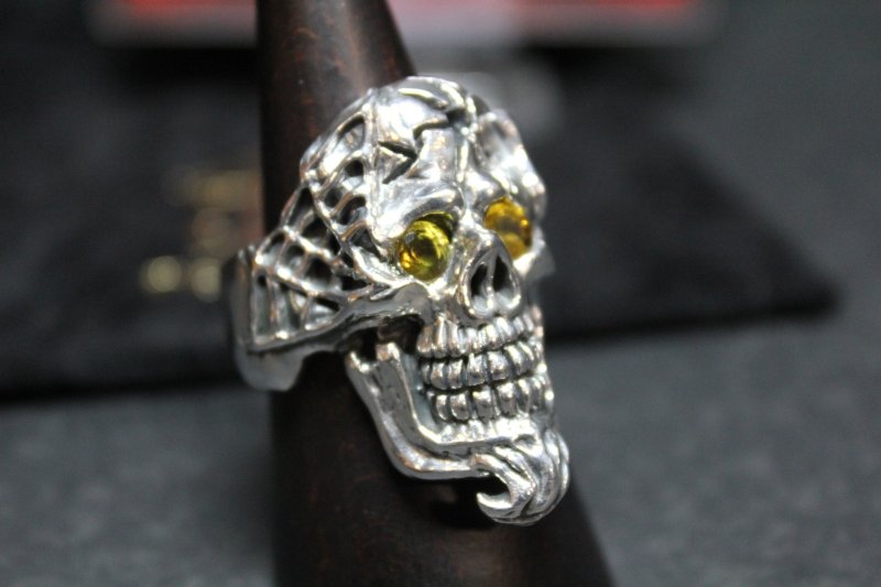 画像8: 銀命刻牌髑髏輪 Ace of Spades Rage Skull Ring ・with gemstone(受注生産品・Built-to-order products) (8)