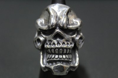 画像1: 銀般若髑髏輪　般若バルスカルリング・Hannyabal Skull Ring ・ Type2  （受注生産品・Built to Order Products）